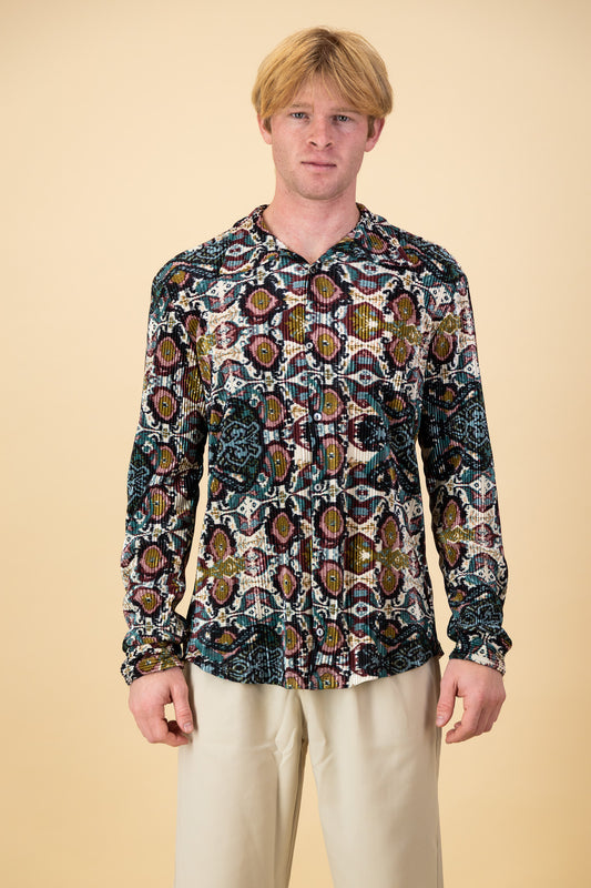 LS Shirt Crystalline Mandala Bottle Green