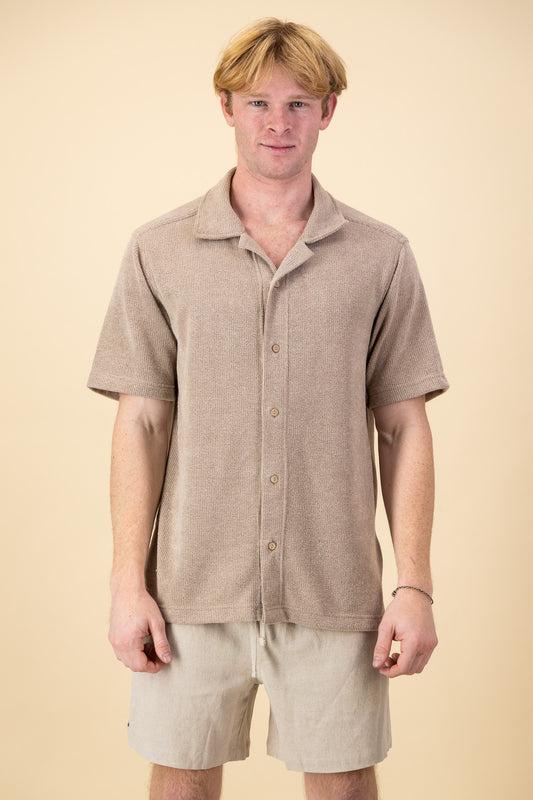 Poly Rib Knit Shirt Taupe
