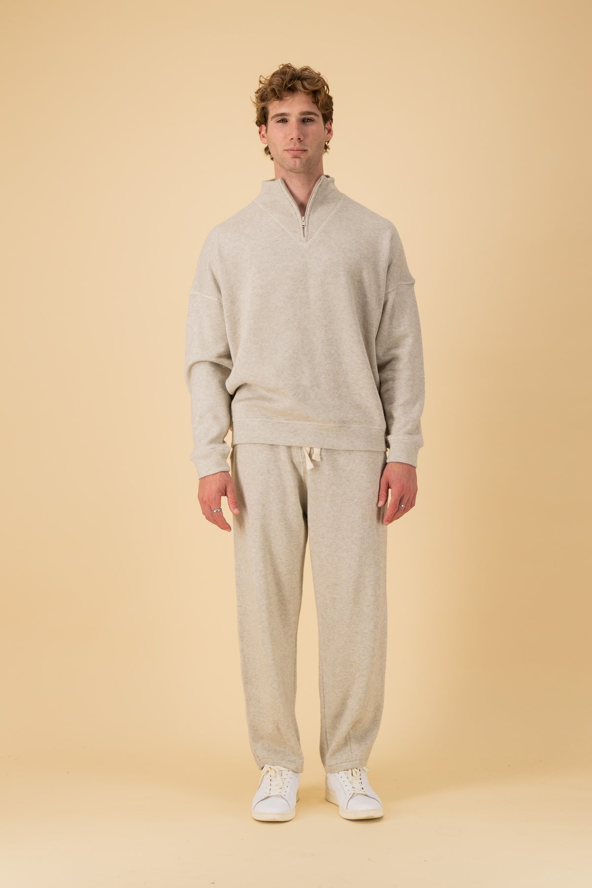 Quarter Zip Cashmere-Feel Oat, alternate view