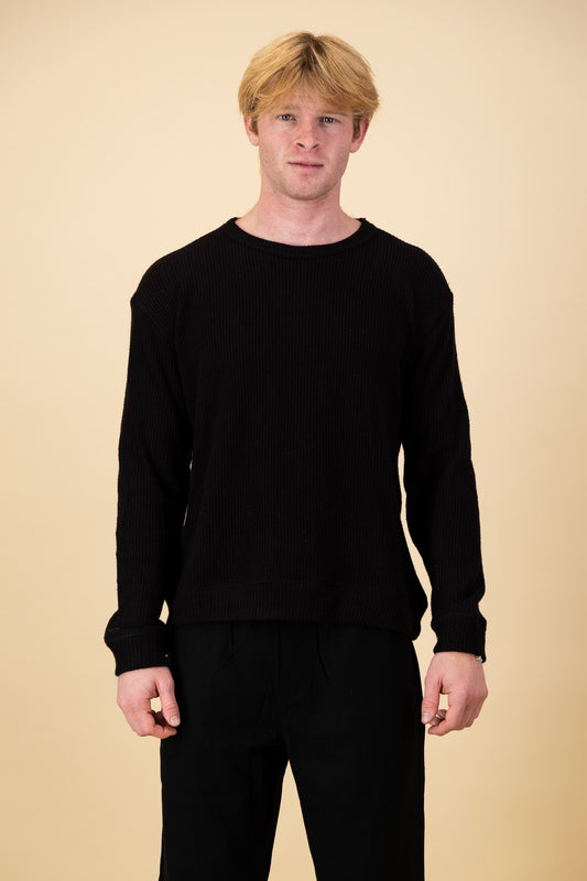 Rayon Knit Jersey Black Fisherman's Rib