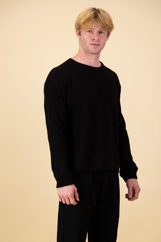 Rayon Knit Jersey Black Fisherman's Rib