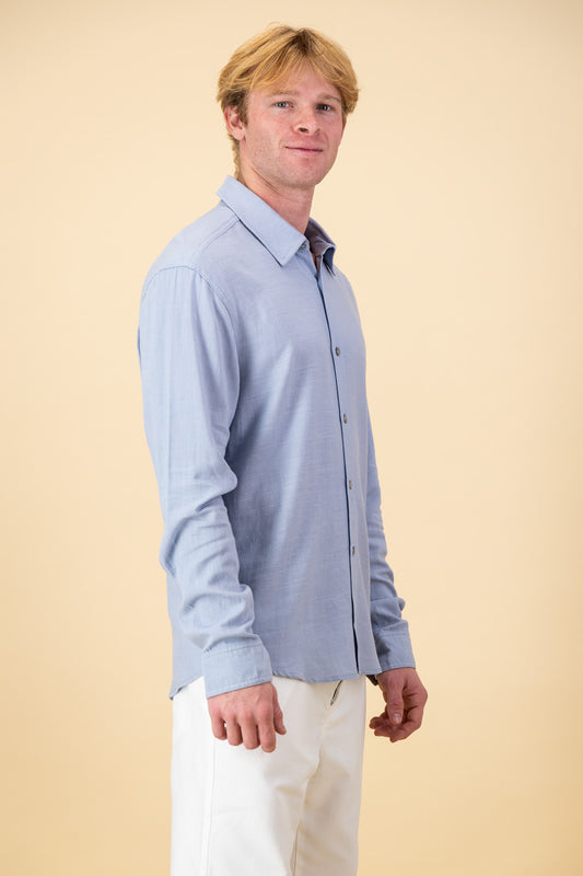 Rayon Linen LS Shirt Ice Blue
