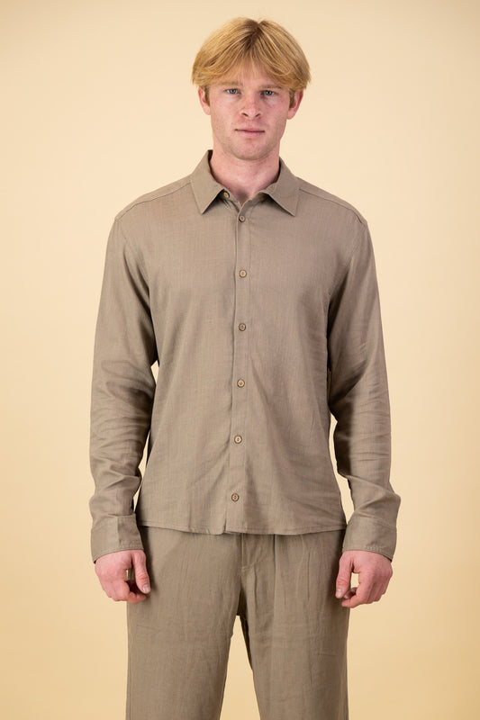 Rayon Linen LS Shirt Mocha Mousse
