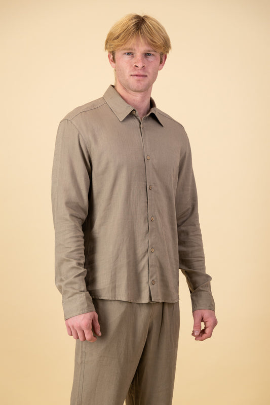 Rayon Linen LS Shirt Mocha Mousse