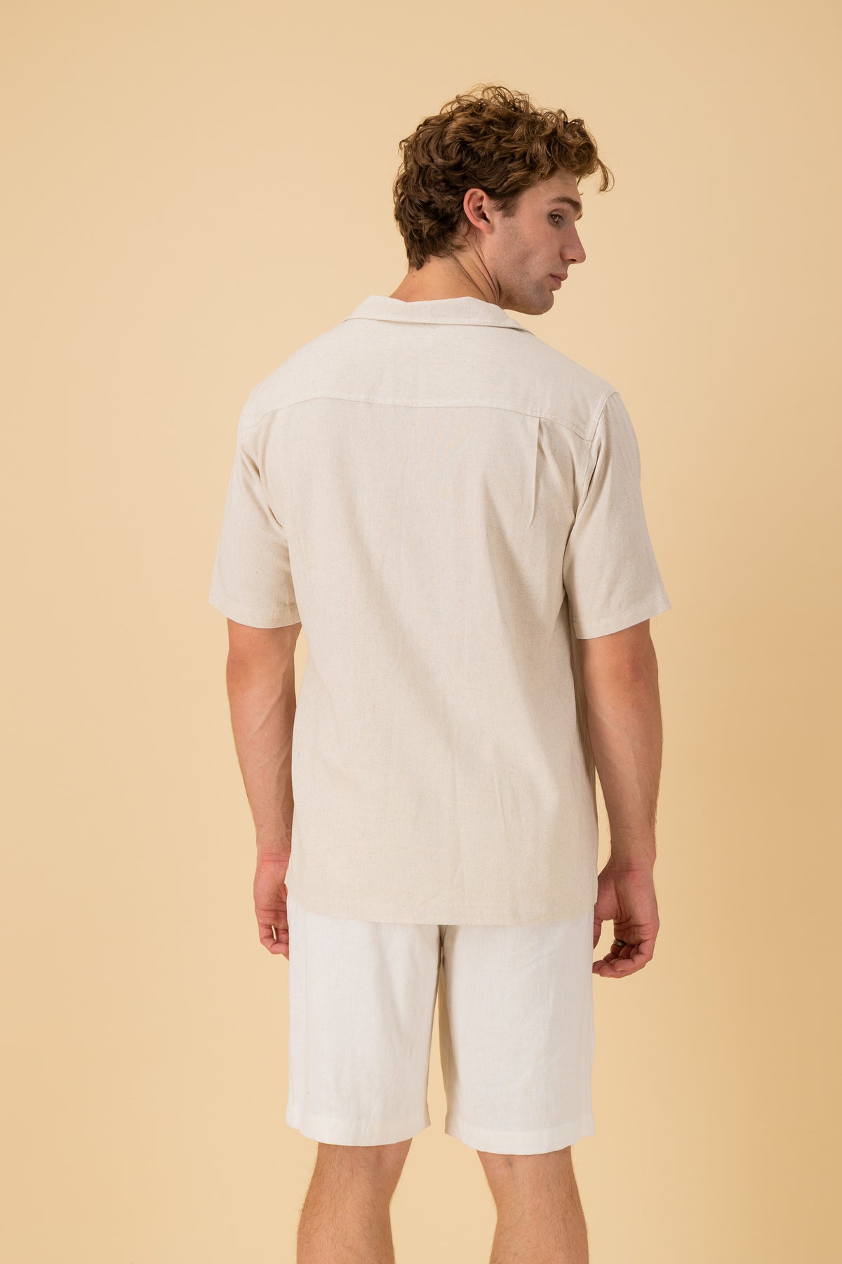 SS Shirt Linen Viscose Oat, back view