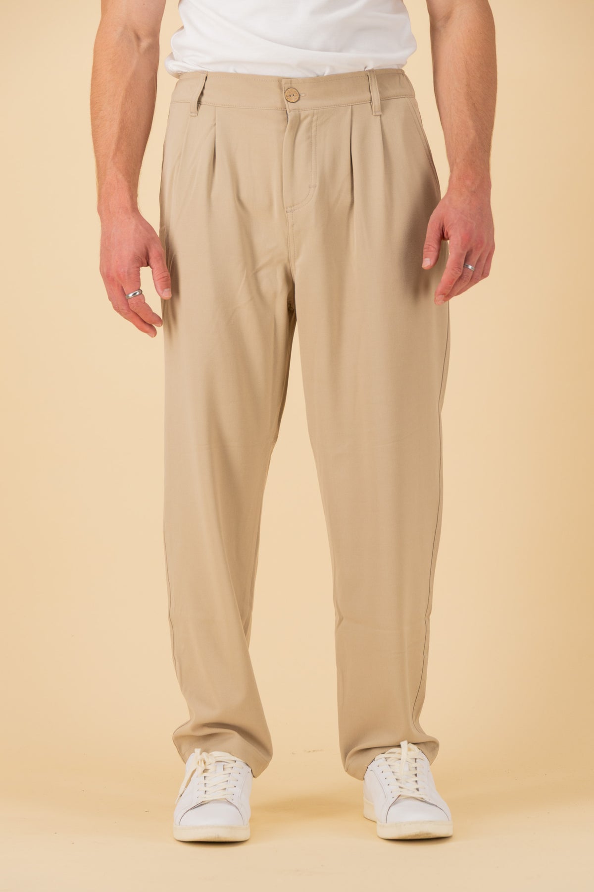 Comfort Vintage Pants Poly Viscose Sand, front view