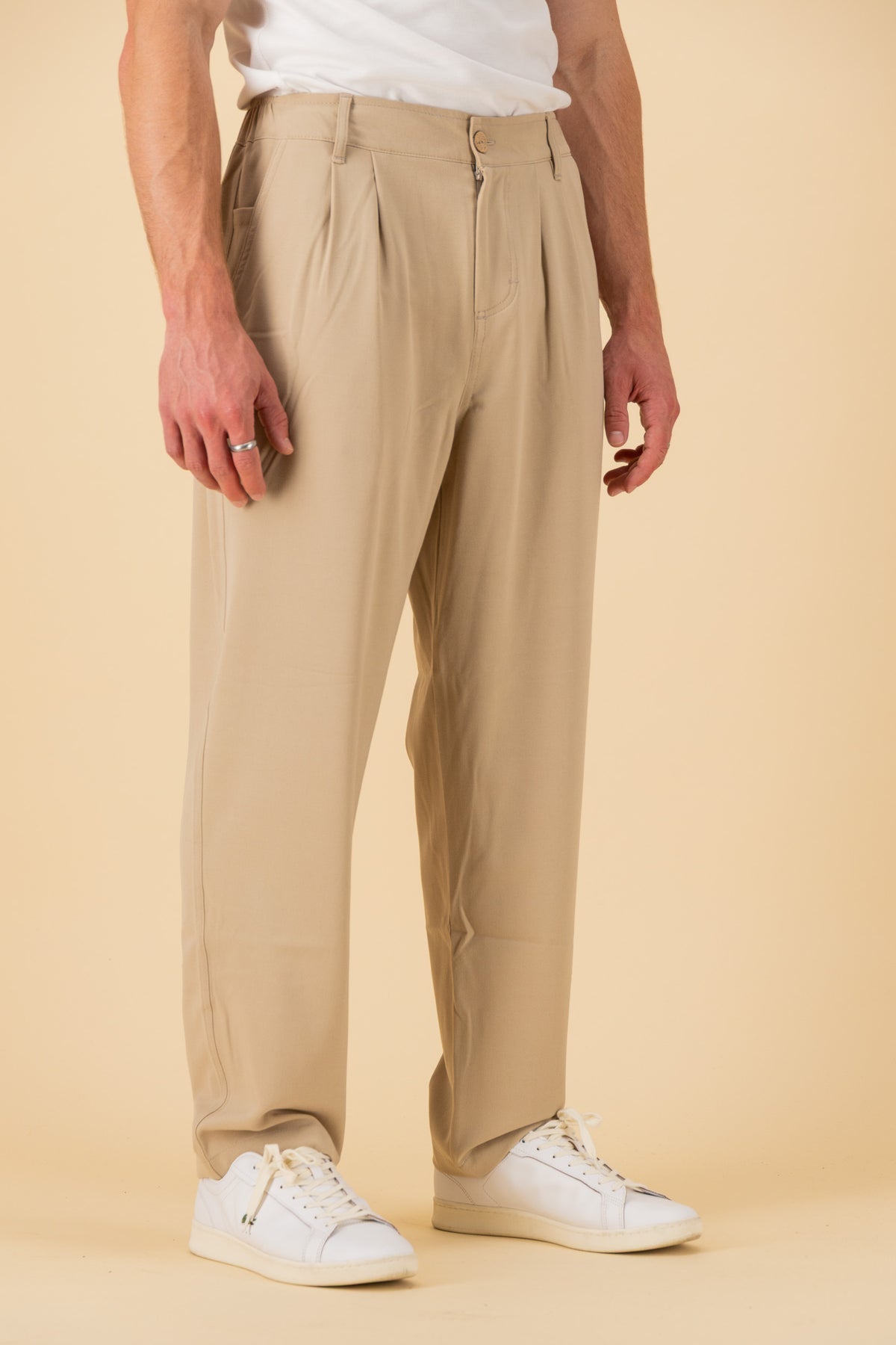 Comfort Vintage Pants Poly Viscose Sand, side view