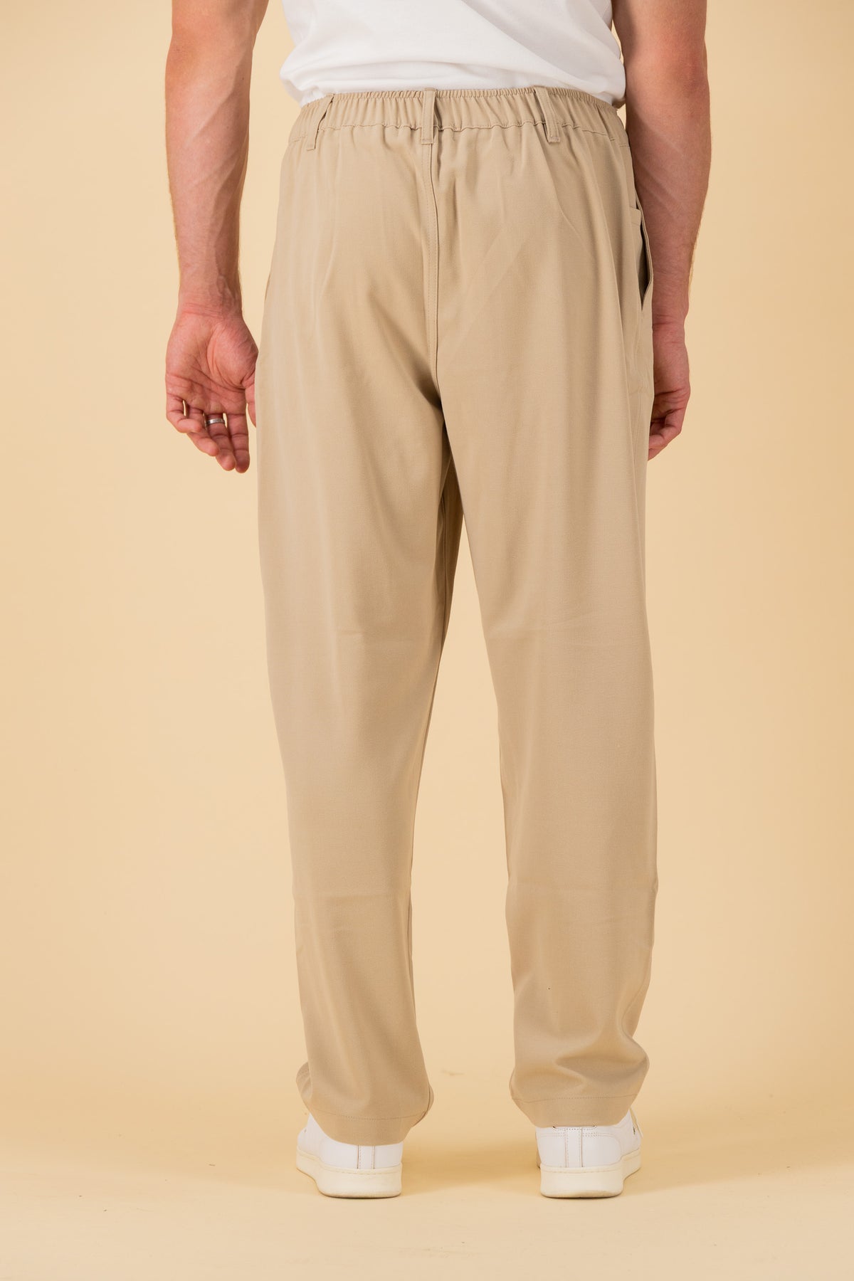 Comfort Vintage Pants Poly Viscose Sand, back view