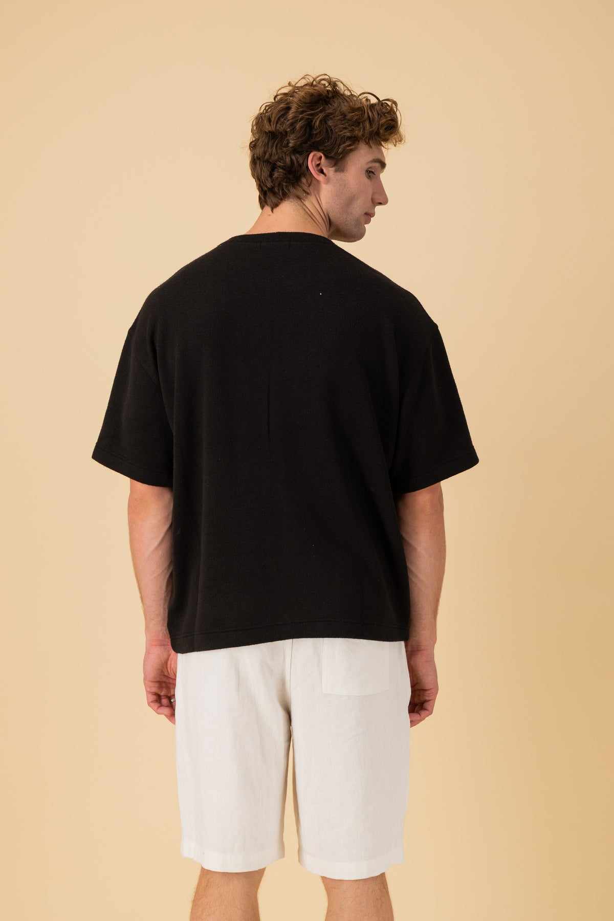 Boxy T-Shirt Cashmere-Feel Black, back view