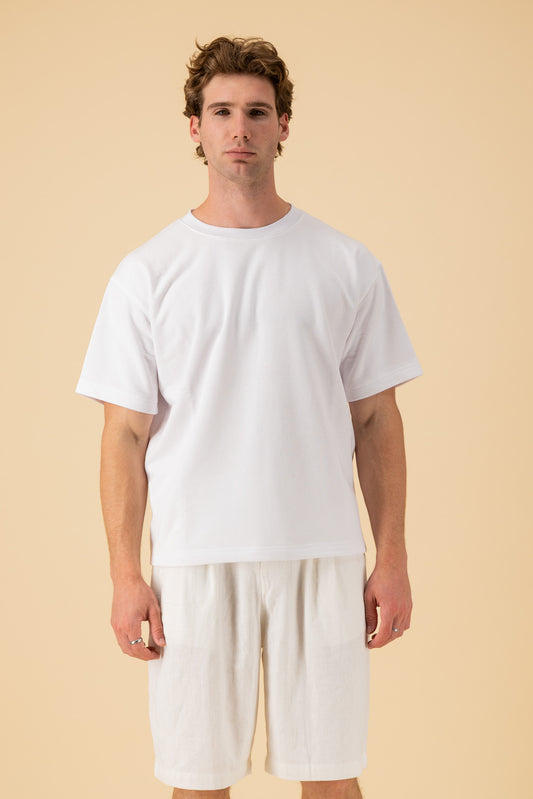 Boxy T-Shirt Cotton Fleece White, front view
