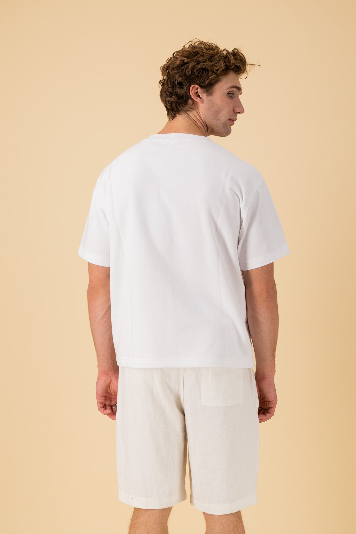 Boxy T-Shirt Cotton Fleece White, back view