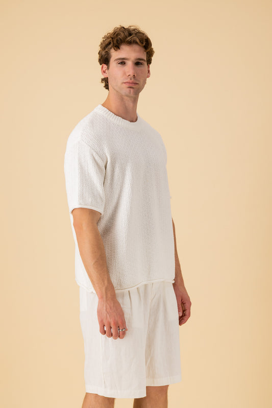 Boxy T-Shirt Cotton Knitwear White, side view