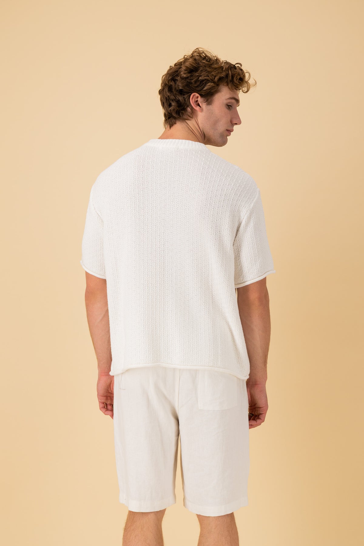 Boxy T-Shirt Cotton Knitwear White, back view