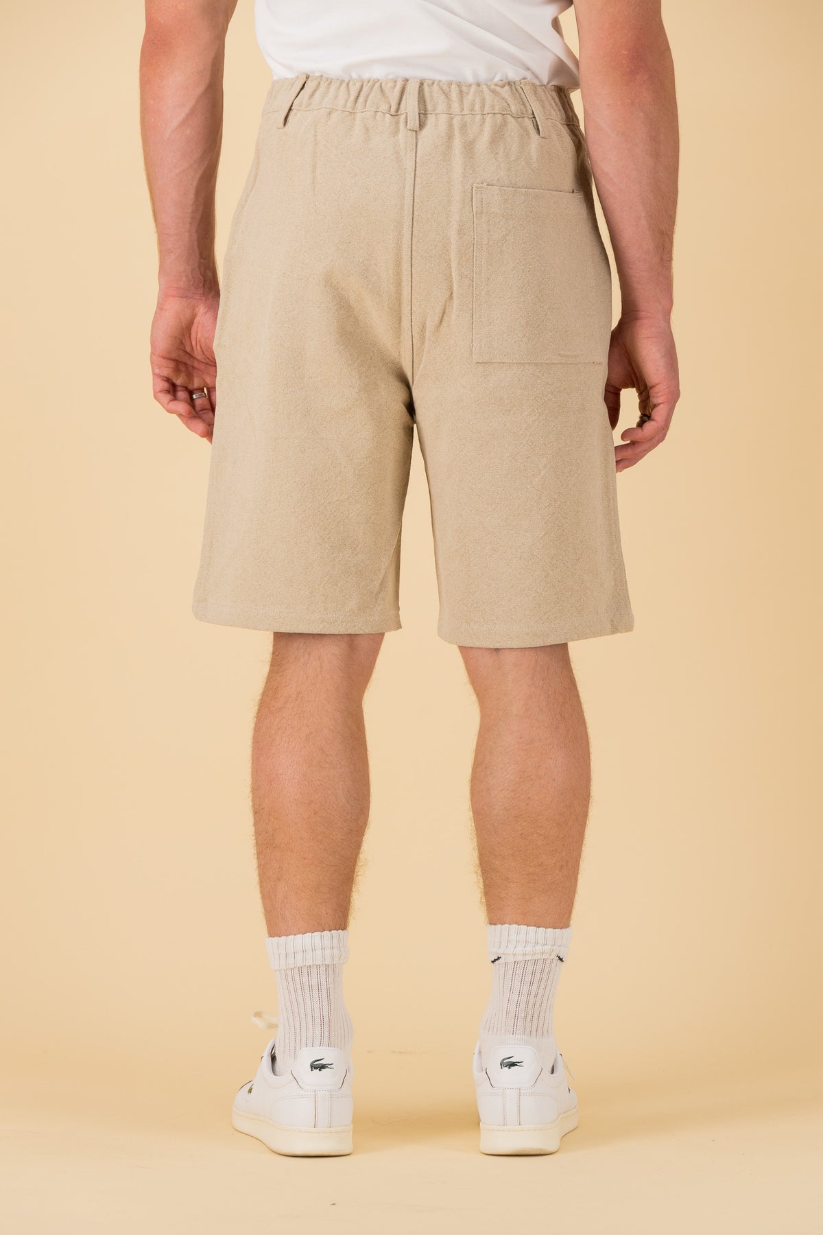 Bermuda Jorts 100% Linen HW Oat, back view
