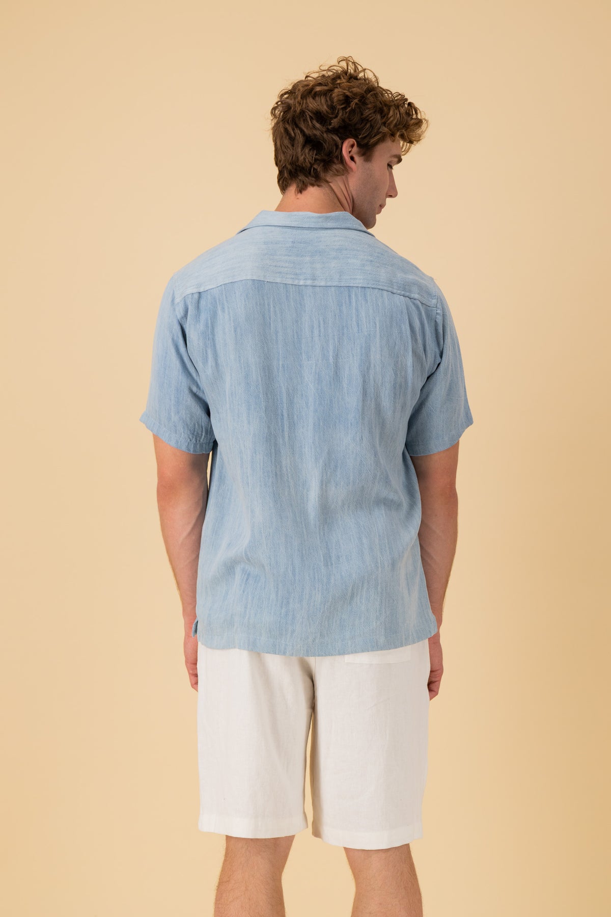 SS Shirt Viscose Distressed Denim, back view