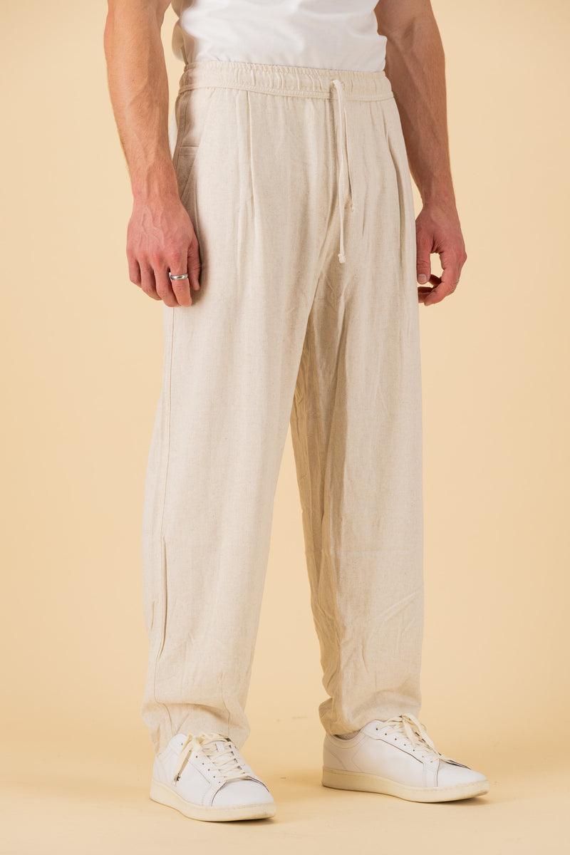 Barrel Linen Viscose Oat, side view