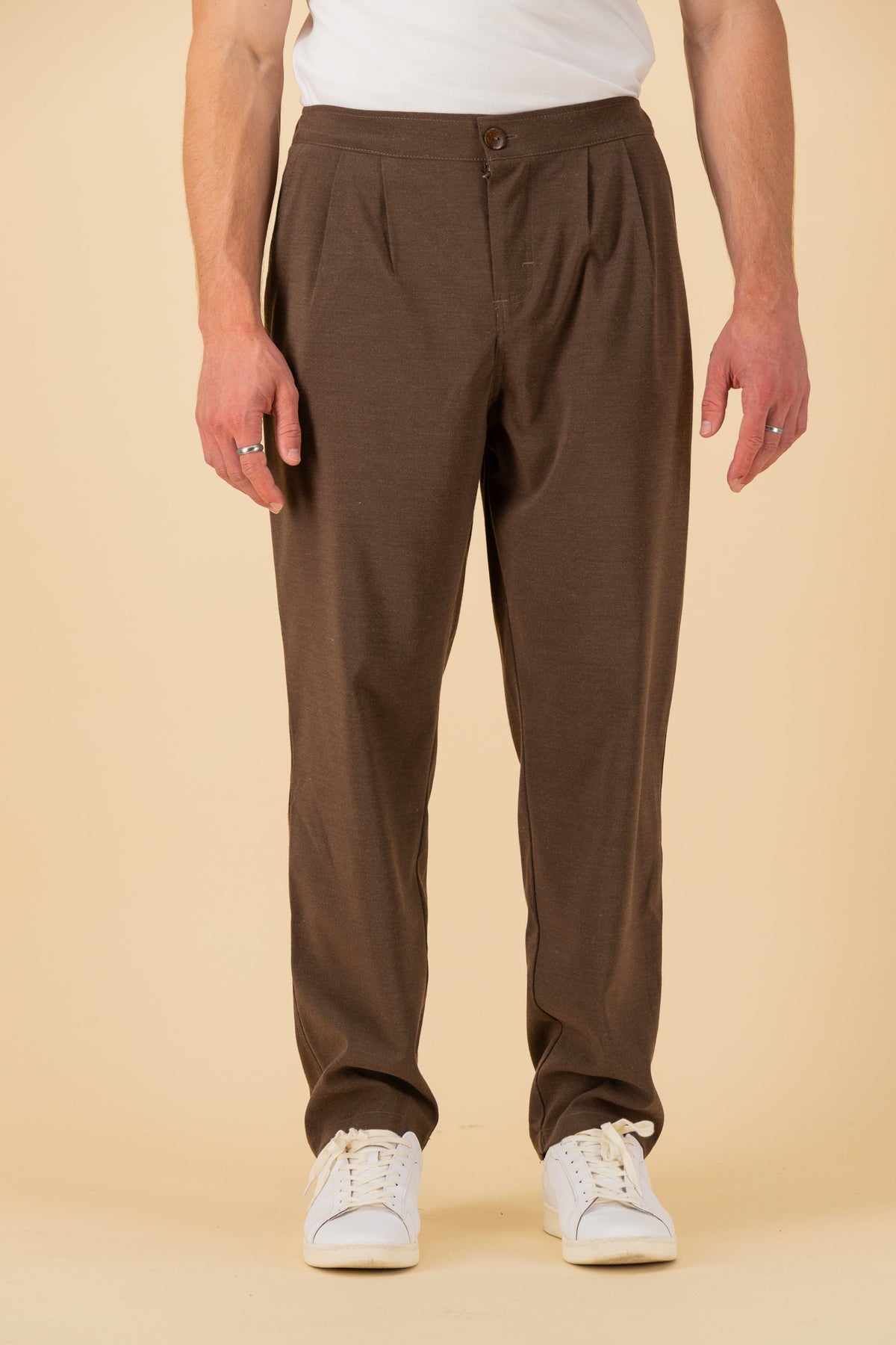 Comfort Vintage Pants Poly Viscose Chocolate, front view