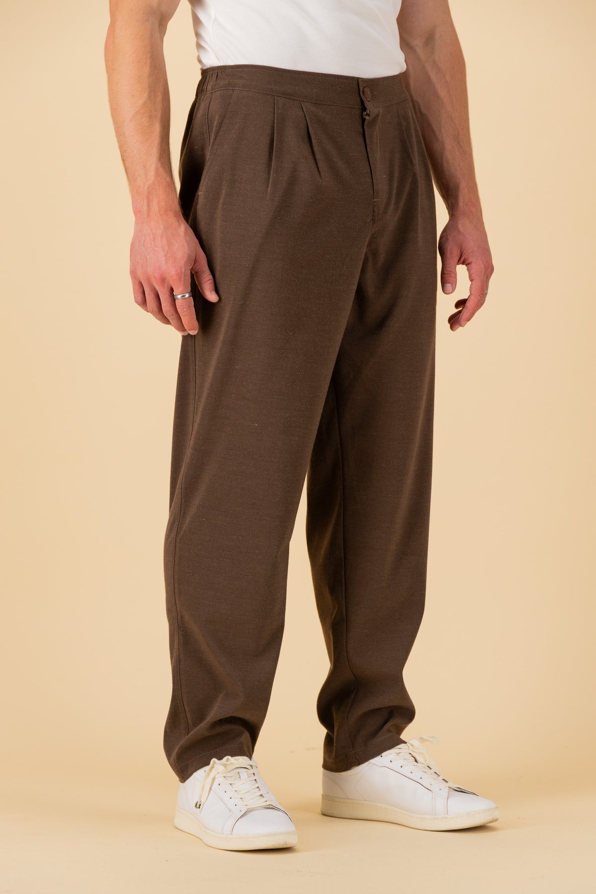 Comfort Vintage Pants Poly Viscose Chocolate, side view