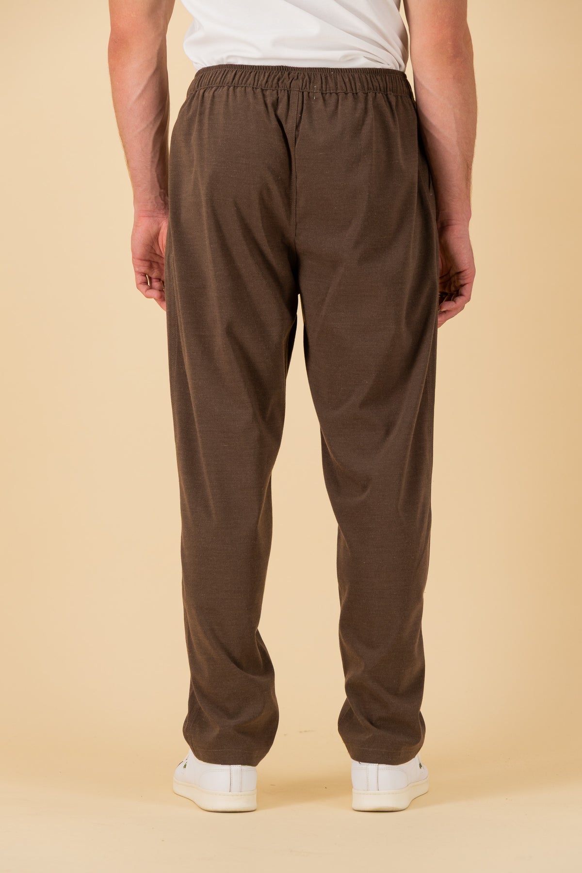 Comfort Vintage Pants Poly Viscose Chocolate, back view