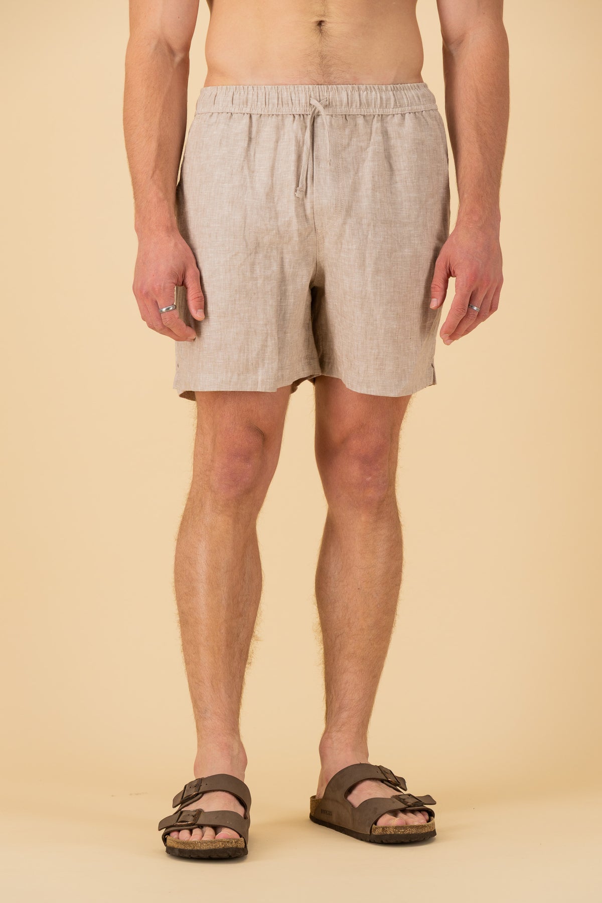 Shorts 100% Linen Natural Marle, front view