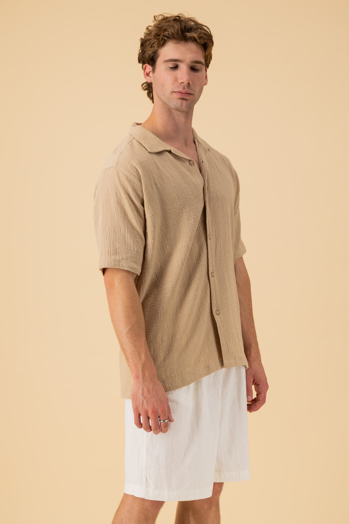 SS Shirt Cotton Muslin Mocha, side view