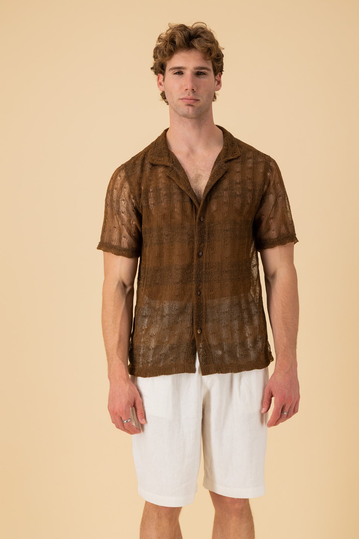 SS Shirt Lace Chestnut, front view