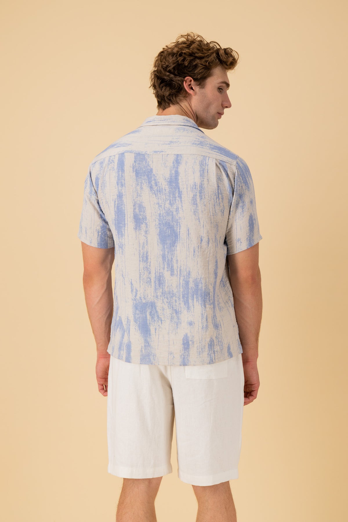 SS Shirt Nylon Rayon Paint Sky, back view