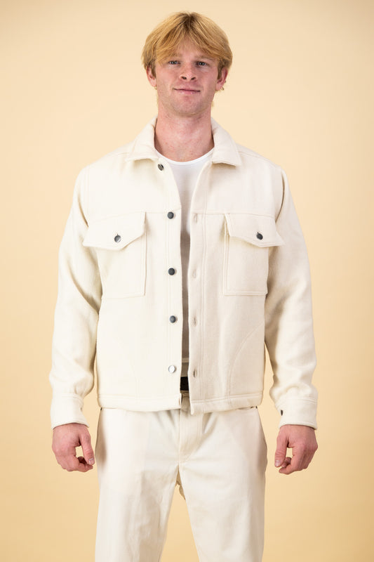 Jean Jacket Wool Cream Braided Stripe